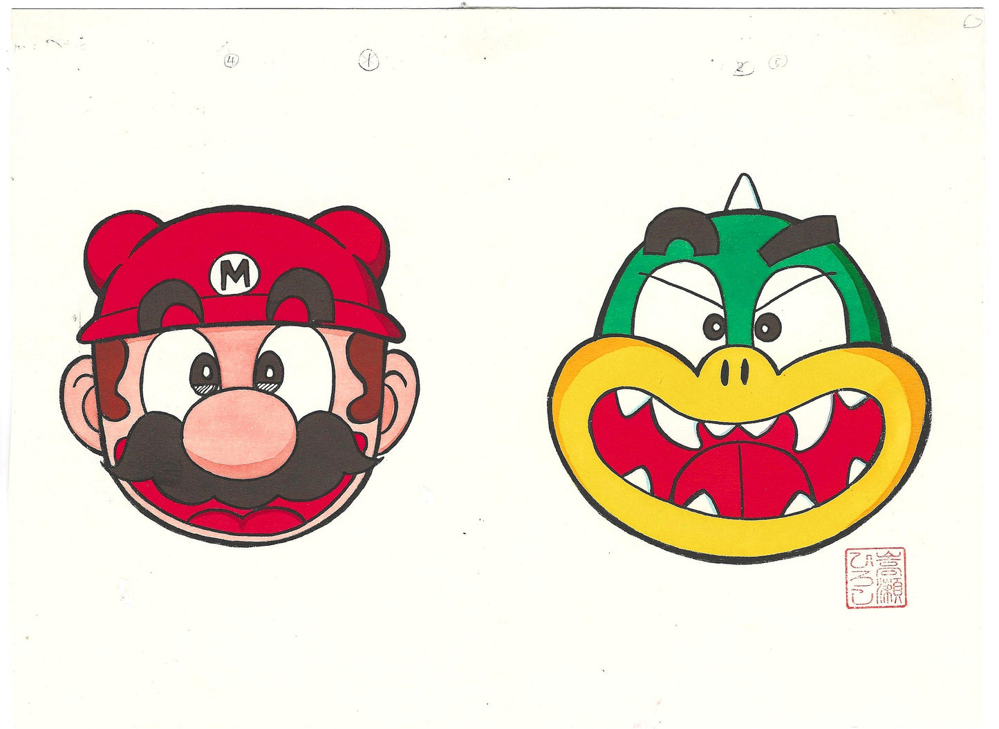 Super Mario-Kun | Mario & Bowser masks | Hiroshi Takase | Nintendo Famicom 1994